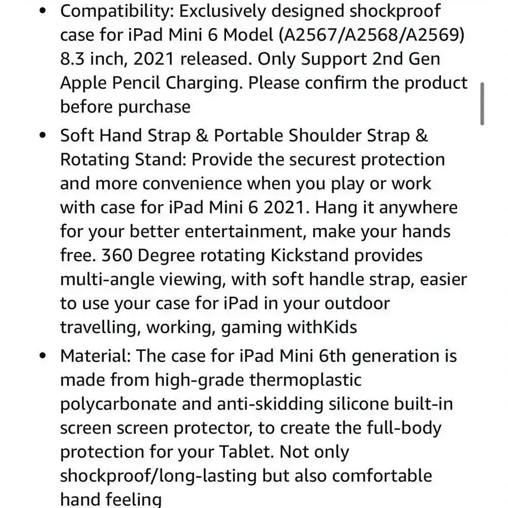 Kickstand Case for iPad Mini‎ 6 8.3'' 2021 Screen Protector Pencil Holder Strap